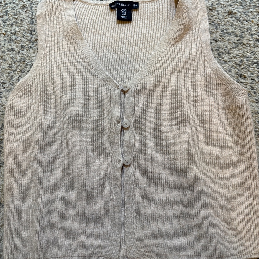 Sincerely Jules Ribbed Knit Top in Beige